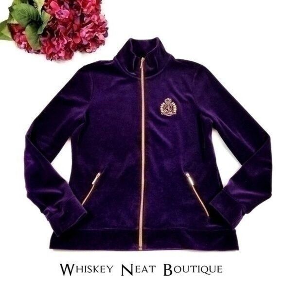 Lauren Ralph Lauren Purple Velour Tracksuit Jacket -  Medium Petite  6 0030 - Picture 1 of 6